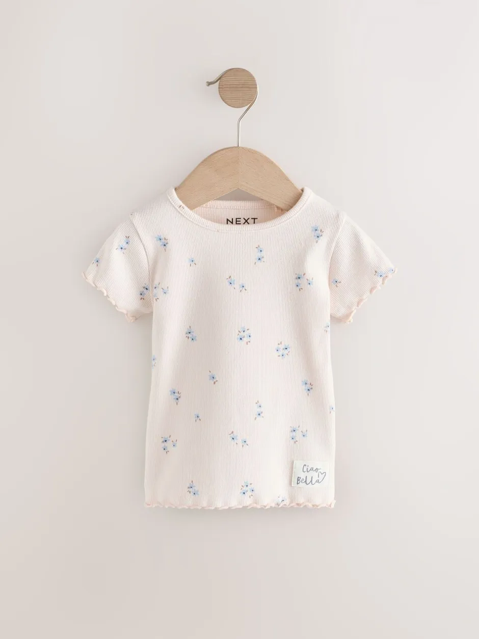 Tops|Tops*Next Blauw - Verpakking van 5 geribbelde tops met korte mouwen (3mnd -7jaar)