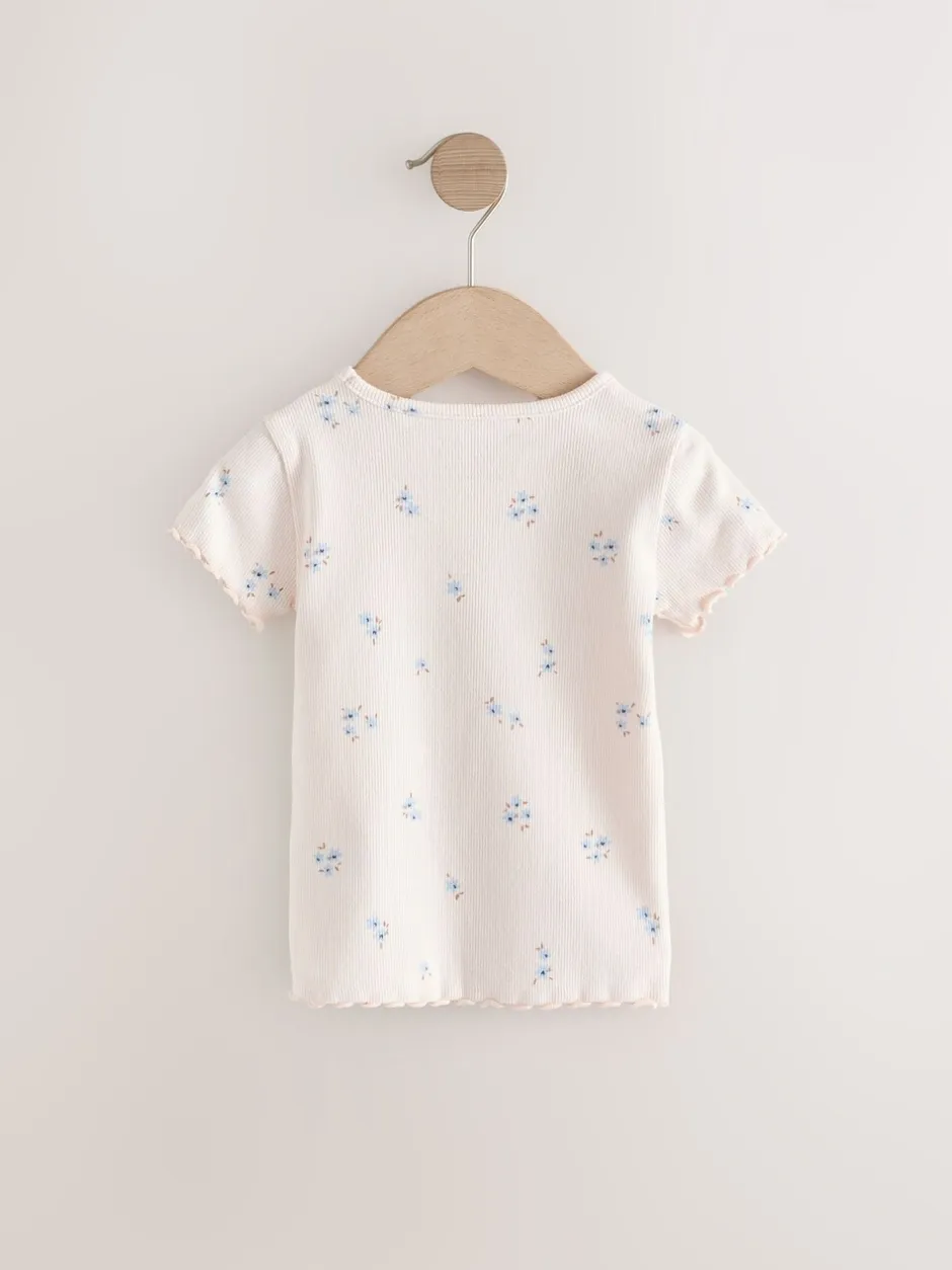 Tops|Tops*Next Blauw - Verpakking van 5 geribbelde tops met korte mouwen (3mnd -7jaar)