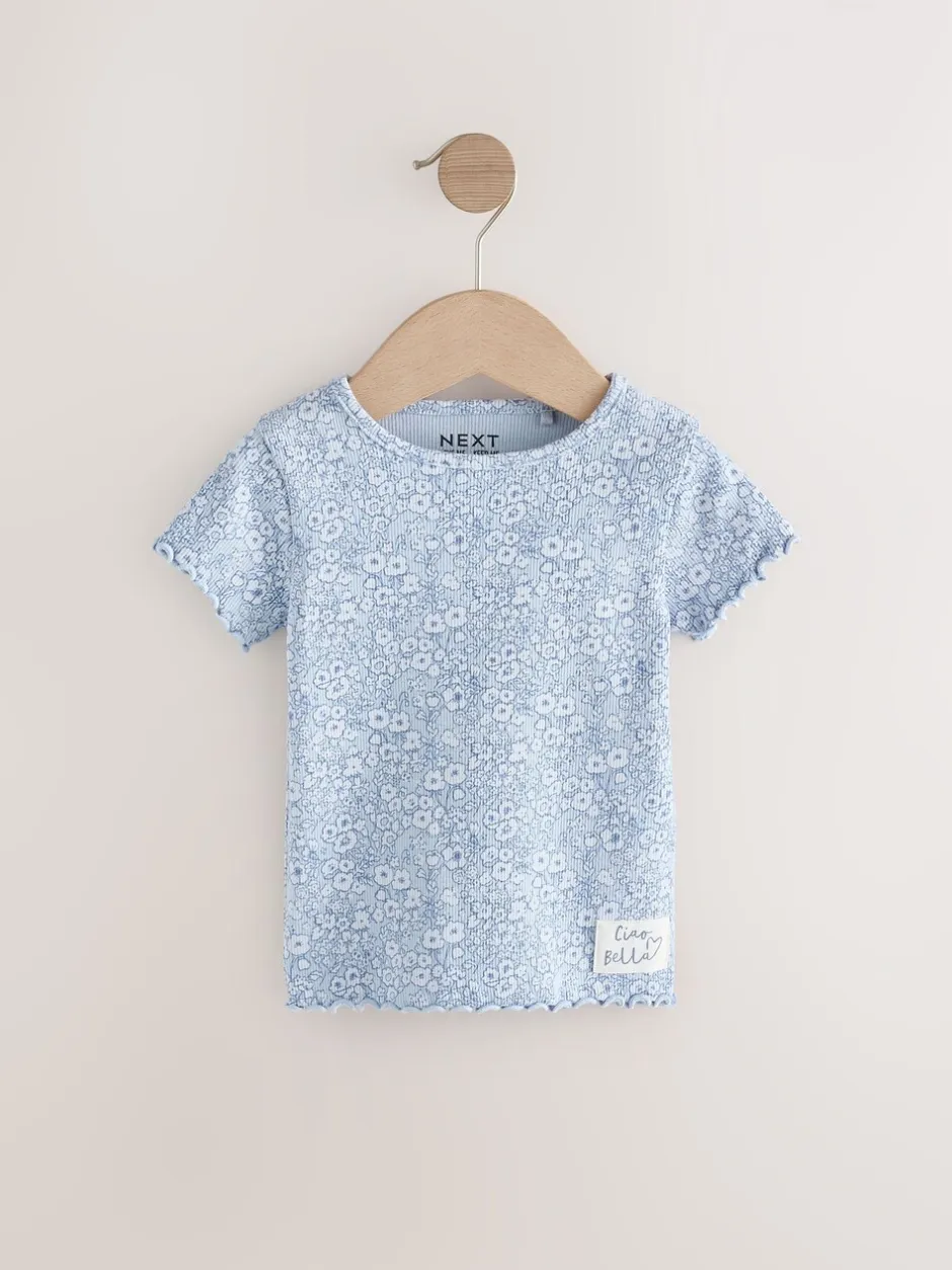 Tops|Tops*Next Blauw - Verpakking van 5 geribbelde tops met korte mouwen (3mnd -7jaar)