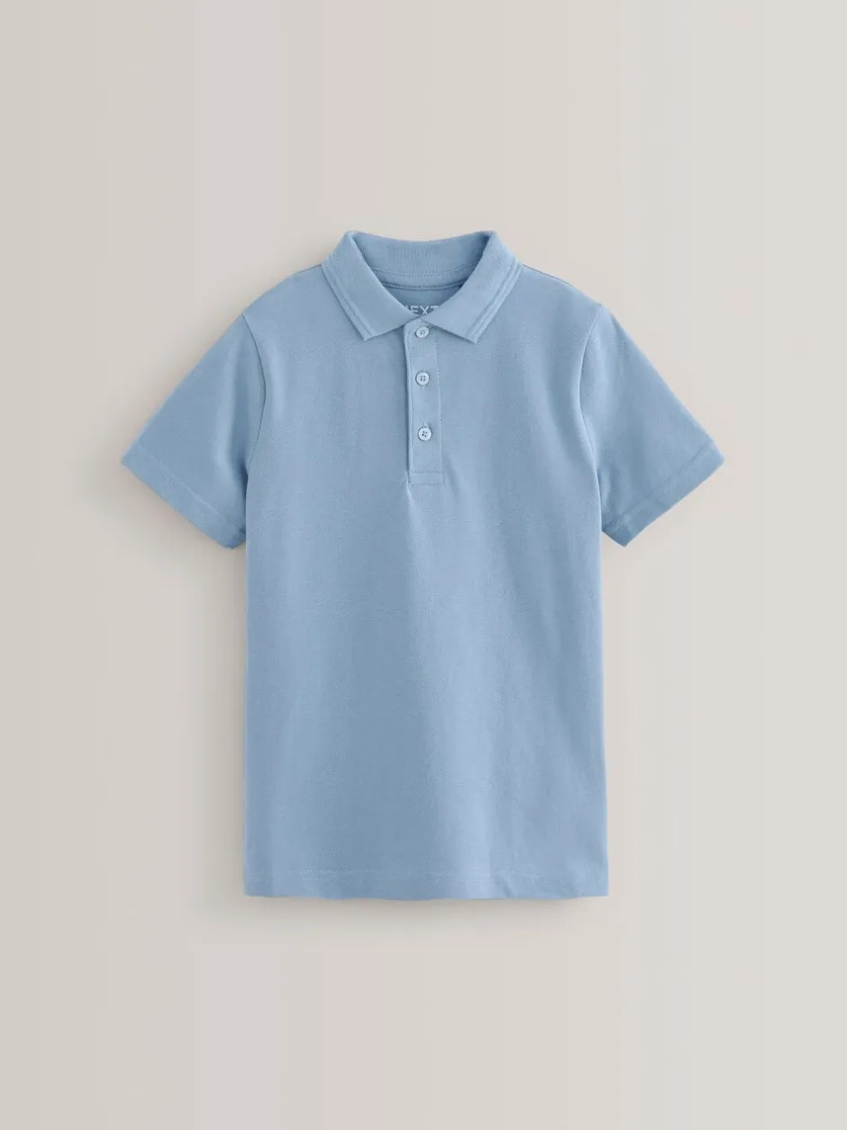 Schoolkleding|Next - Verpakking van 5 katoenen poloshirts met korte mouwen voor school (3-16jr) Blauw