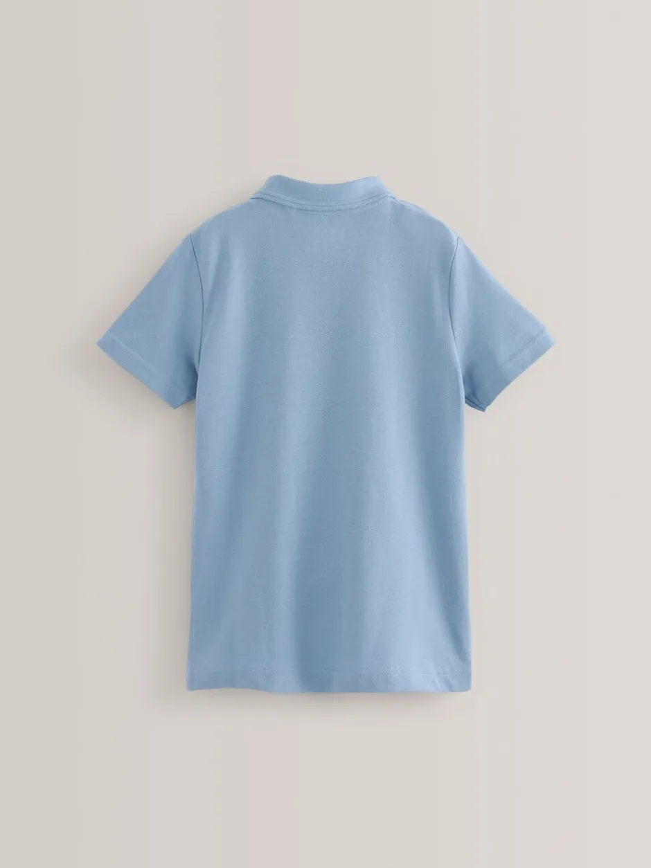 Schoolkleding|Next - Verpakking van 5 katoenen poloshirts met korte mouwen voor school (3-16jr) Blauw