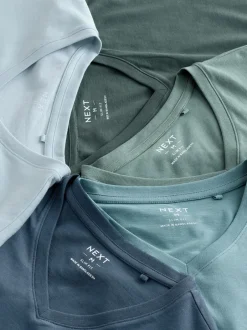 Ondergoed|Ondergoed*Next - Verpakking van 5 slim-fit 100% katoenen T-shirts met V-hals en laagjes Blauw