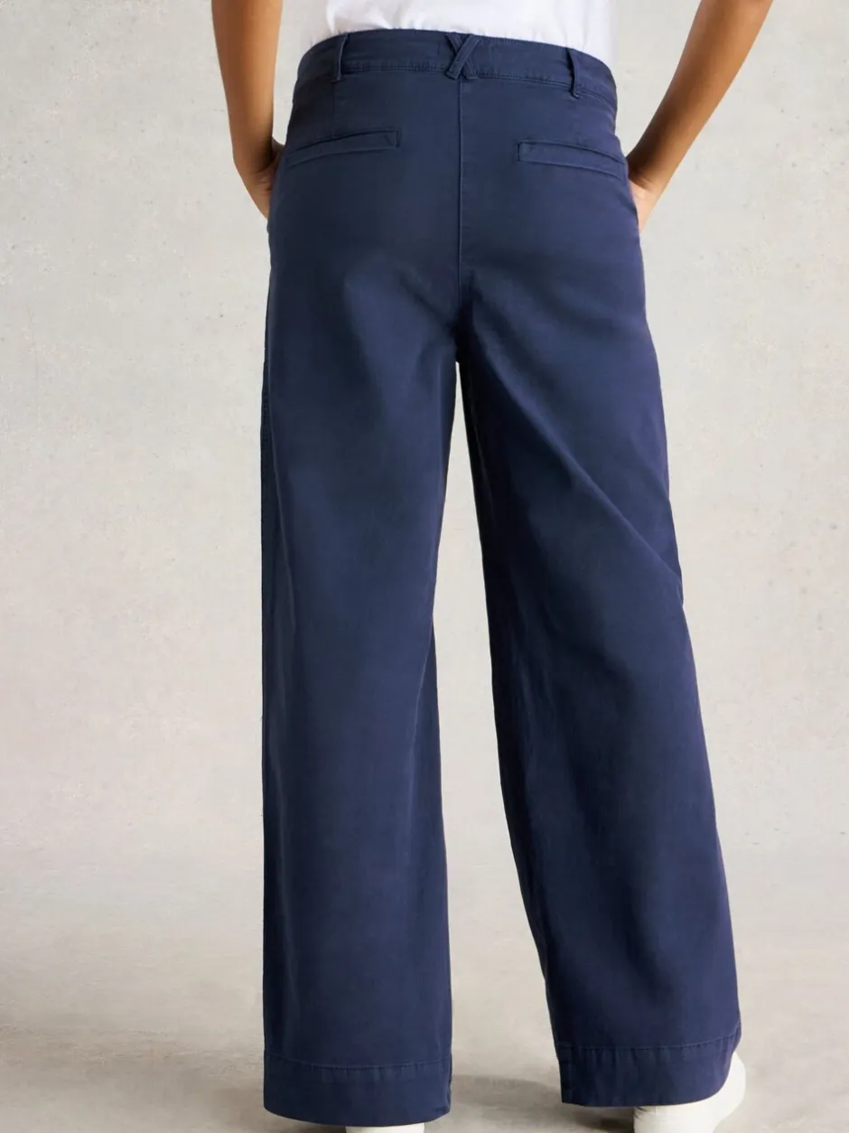 Broeken*White Stuff - Twister Chino Wide Leg Trousers Blauw