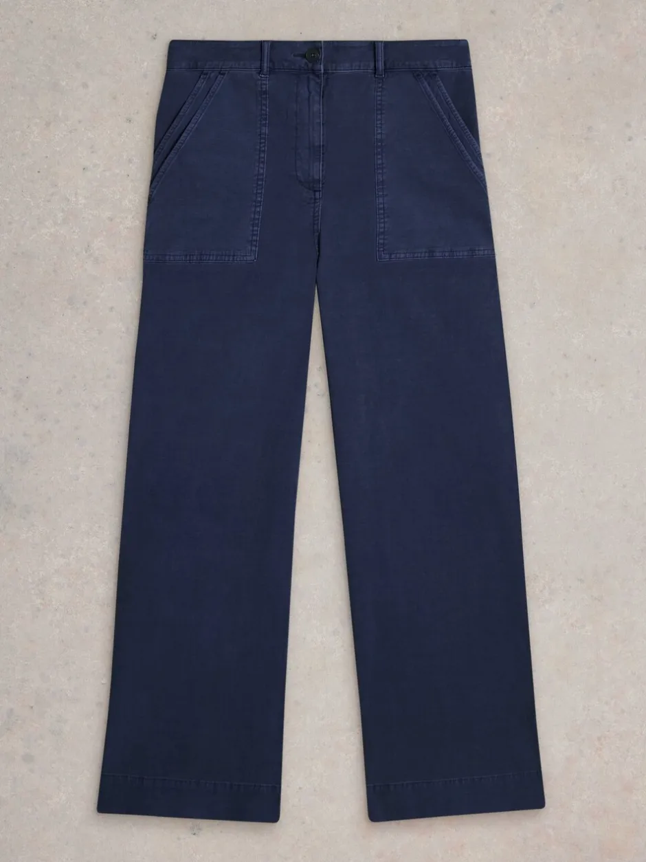 Broeken*White Stuff - Twister Chino Wide Leg Trousers Blauw