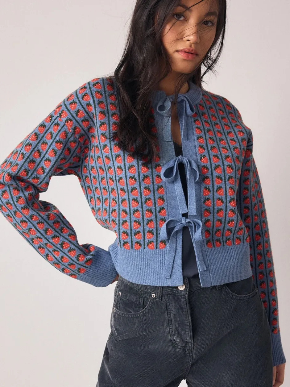 Gebreide Kleding*Next - Supersoft Tie Front Knitted Cardigan Blauw aardbei