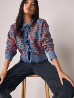 Gebreide Kleding*Next - Supersoft Tie Front Knitted Cardigan Blauw aardbei
