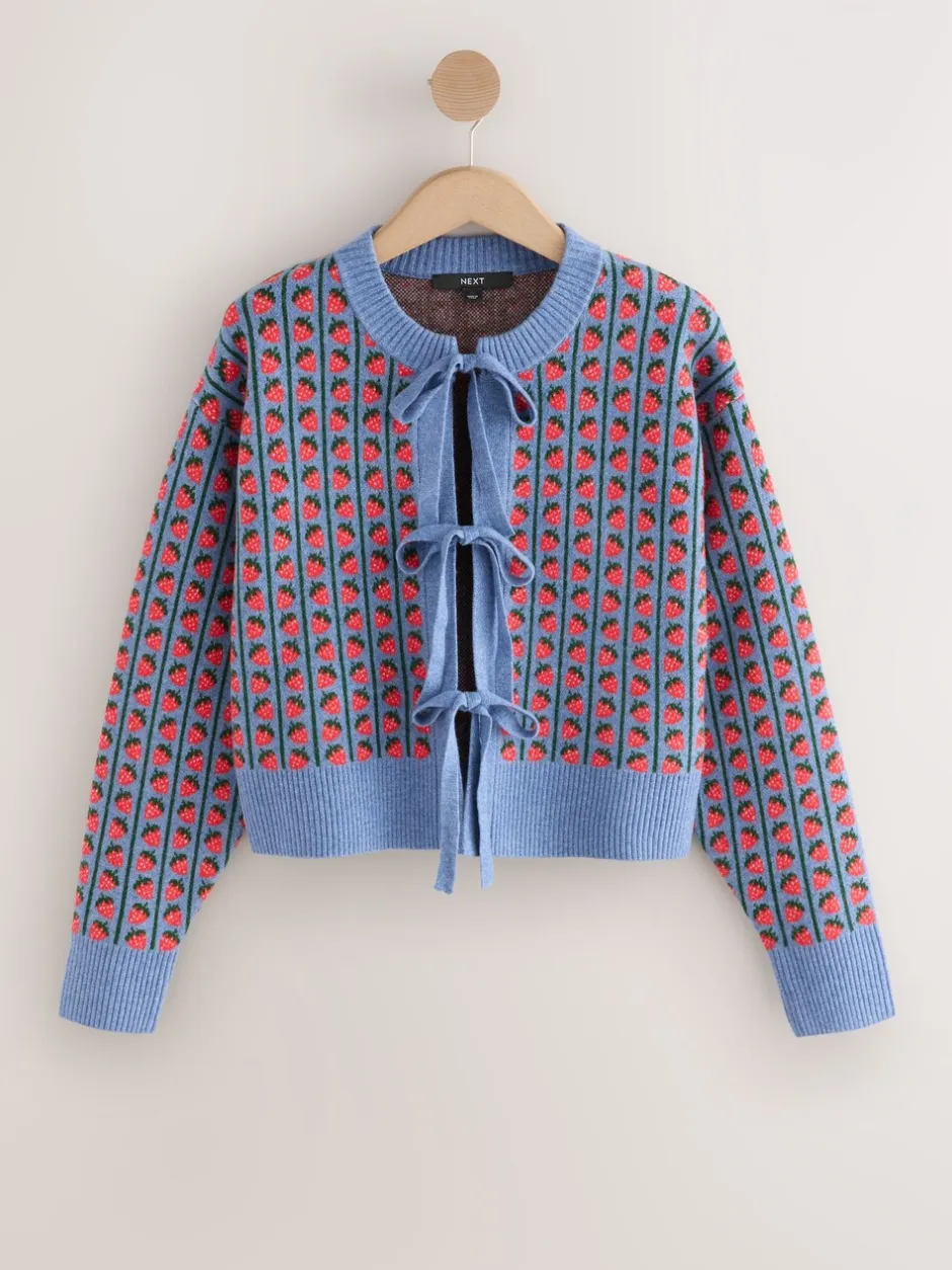 Gebreide Kleding*Next - Supersoft Tie Front Knitted Cardigan Blauw aardbei