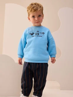 Sets En Combisets|Truien En Breisels*Next Blauw boerderijdier - Set met sweatshirt en joggingbroek met strepen (3mnd-7jr)