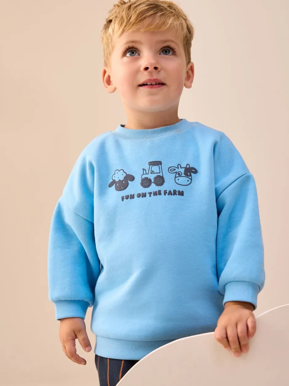 Sets En Combisets|Truien En Breisels*Next Blauw boerderijdier - Set met sweatshirt en joggingbroek met strepen (3mnd-7jr)