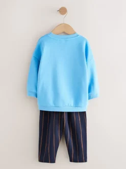 Sets En Combisets|Truien En Breisels*Next Blauw boerderijdier - Set met sweatshirt en joggingbroek met strepen (3mnd-7jr)