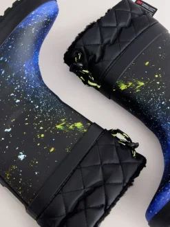 Laarzen*Next - Warme gevoerde regenlaarzen met rand blauw galaxy