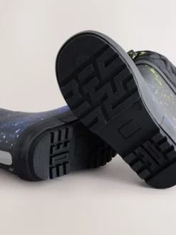 Laarzen*Next - Warme gevoerde regenlaarzen met rand blauw galaxy