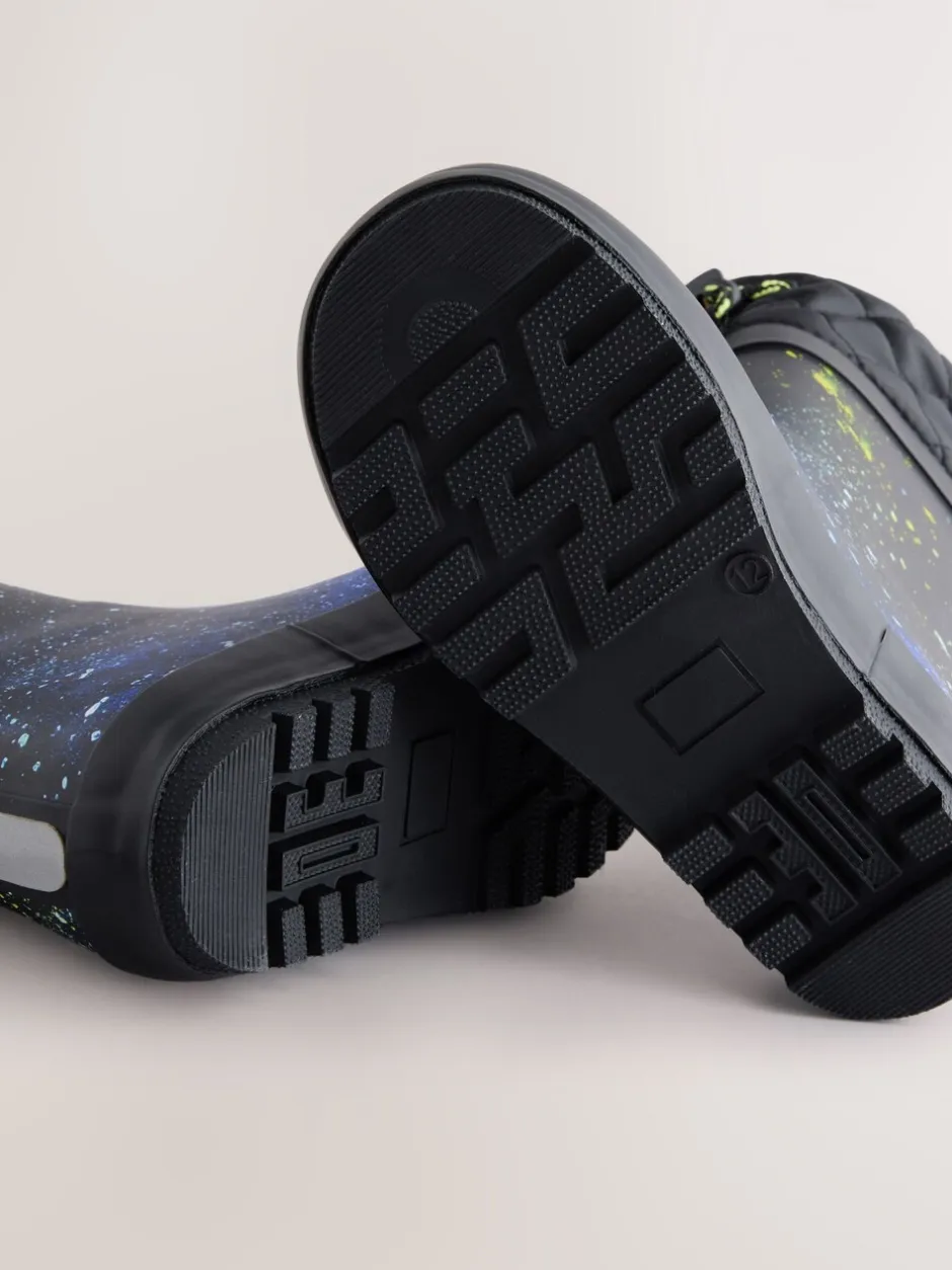 Laarzen*Next - Warme gevoerde regenlaarzen met rand blauw galaxy
