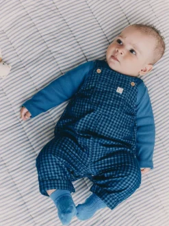 Rompertjes En Tuinbroeken*Next - Babyset van corduroy tuinbroek en rompertje (0mnd-2jr) Blauw geruit