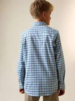 Shirts|Next Blauw geruit - Oxford overhemd (3-16 jr)