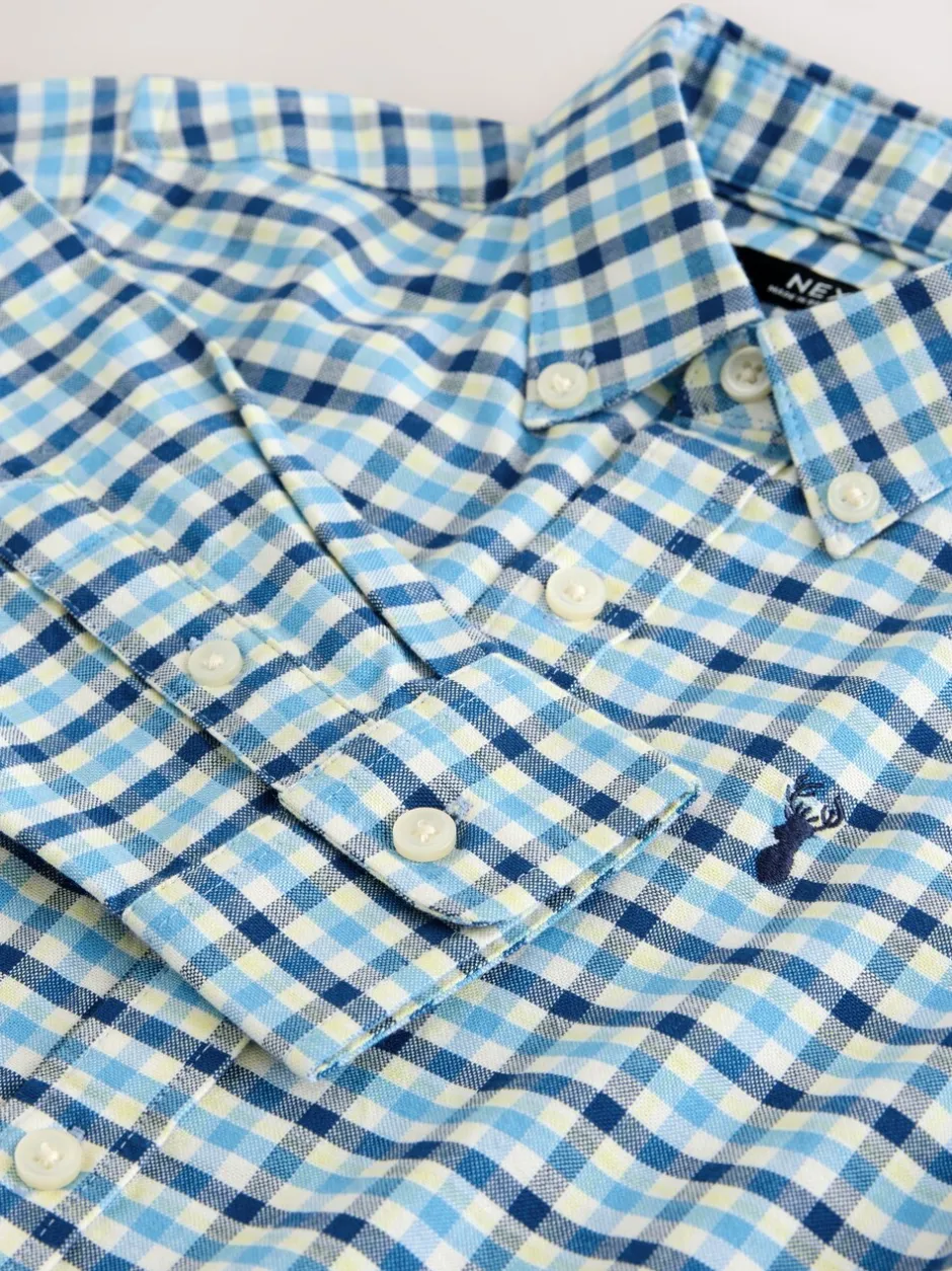 Shirts|Next Blauw geruit - Oxford overhemd (3-16 jr)