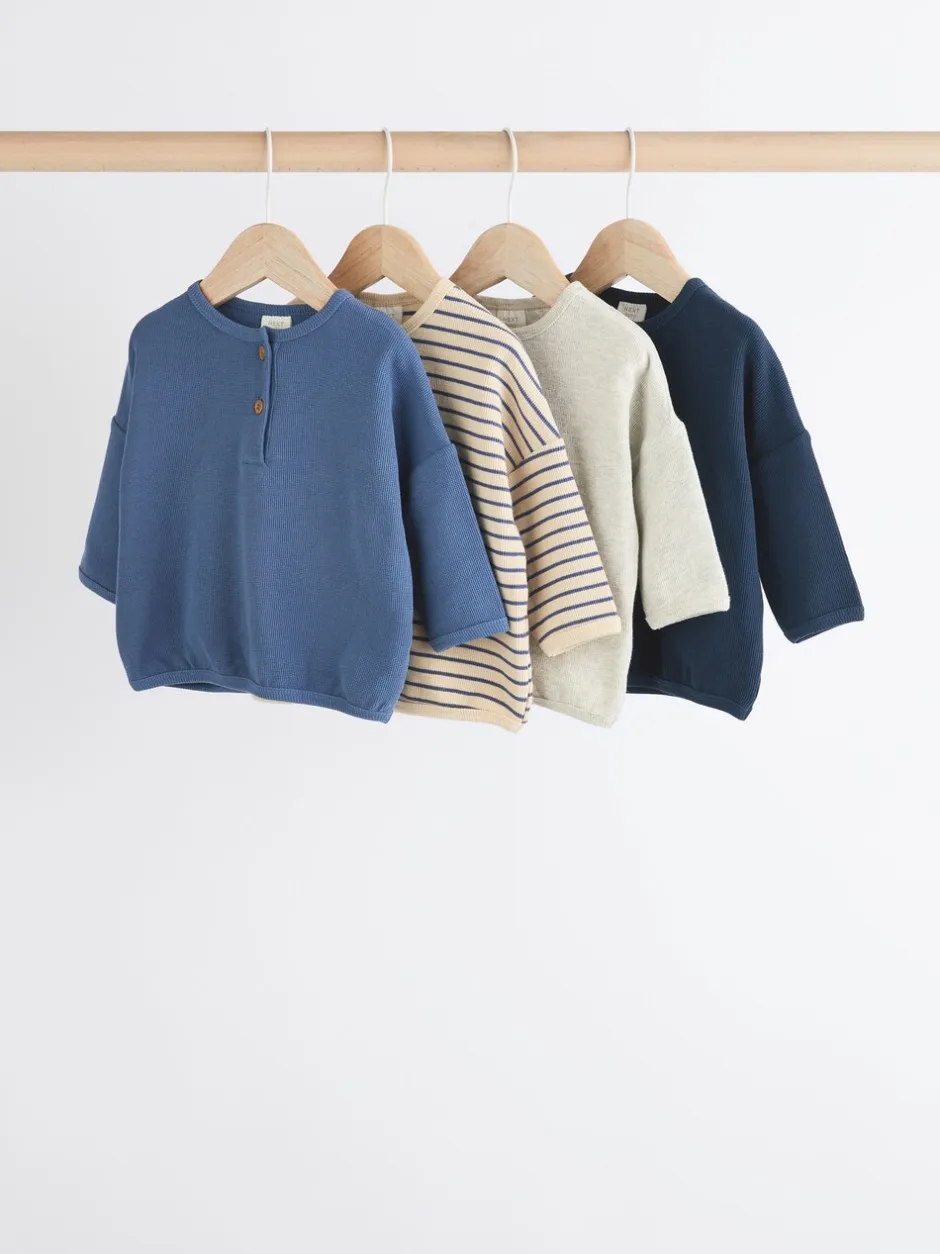 Tops|T-Shirts*Next - Baby T-shirts met lange mouwen 4 stuks (0mnd-2jr) Blauw gestreept