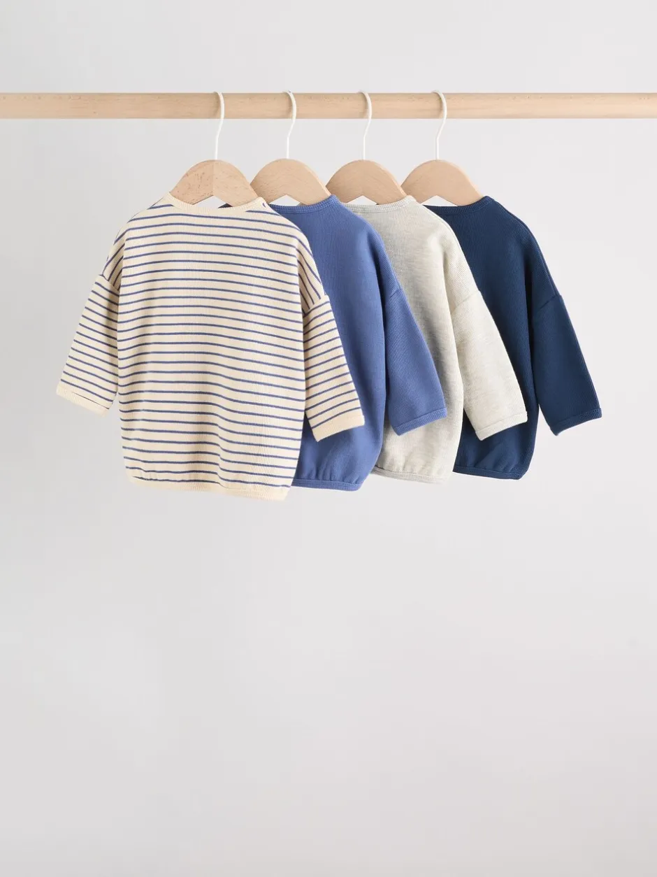 Tops|T-Shirts*Next - Baby T-shirts met lange mouwen 4 stuks (0mnd-2jr) Blauw gestreept