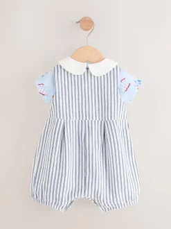Rompertjes En Tuinbroeken*Next Blauw gestreept - Cath Kidston 100% katoenen Baby bretelbroek