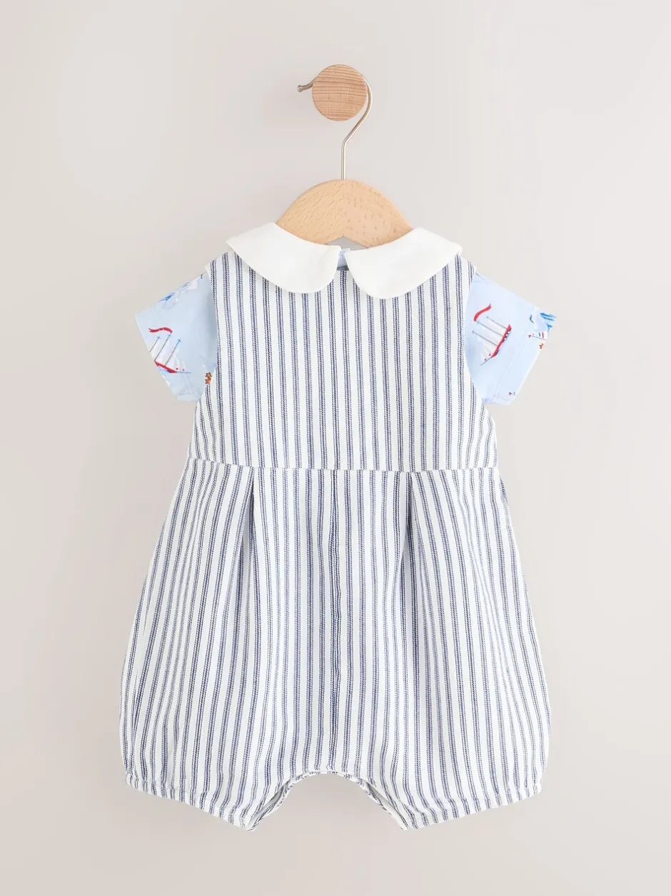 Rompertjes En Tuinbroeken*Next Blauw gestreept - Cath Kidston 100% katoenen Baby bretelbroek