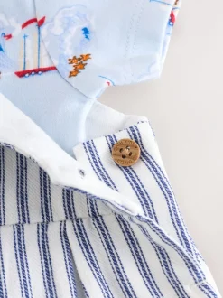 Rompertjes En Tuinbroeken*Next Blauw gestreept - Cath Kidston 100% katoenen Baby bretelbroek
