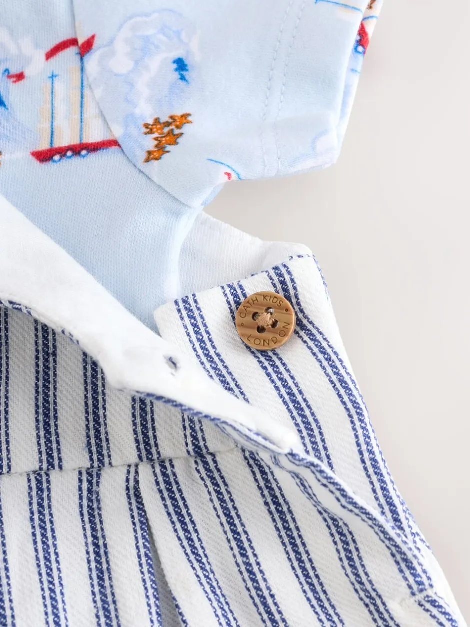Rompertjes En Tuinbroeken*Next Blauw gestreept - Cath Kidston 100% katoenen Baby bretelbroek
