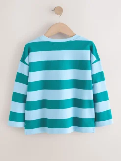 Tops|T-Shirts*Next - Getextureerde top met lange mouwen (3-16jr) Blauw gestreept