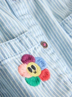 Jurken|Jurken|Next - Long Sleeve Cotton Dress (3mths-8yrs) Blauw gestreept