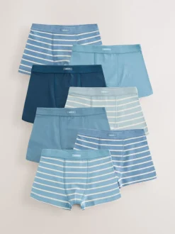 Ondergoed*Next Blauw gestreept - Set van 7 boxershorts met zachte tailleband (2-16 jr)