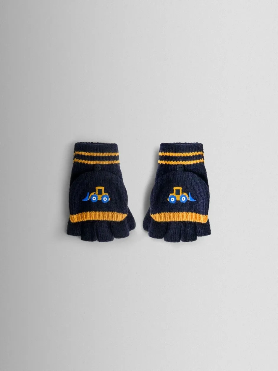 Mutsjes En Antikrabwantjes|Mutsen, Handschoenen En Sjaals|Jojo Maman Bébé - - Wanten met fleecevoering Blauw graafmachine