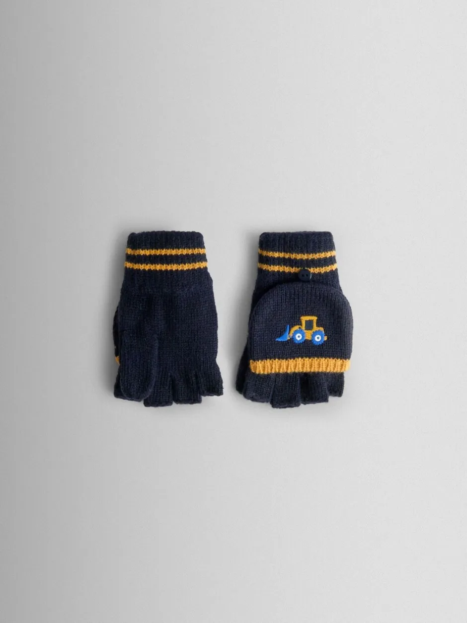 Mutsjes En Antikrabwantjes|Mutsen, Handschoenen En Sjaals|Jojo Maman Bébé - - Wanten met fleecevoering Blauw graafmachine