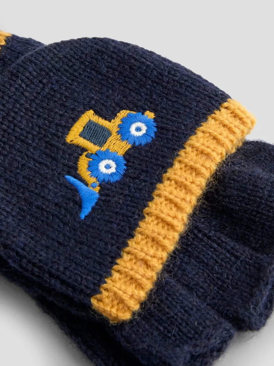 Mutsjes En Antikrabwantjes|Mutsen, Handschoenen En Sjaals|Jojo Maman Bébé - - Wanten met fleecevoering Blauw graafmachine