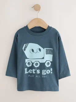 Tops|T-Shirts*Next Blauw graafmachine - Set van 3 T-shirts met grafische print en lange mouwen (3mnd-7jr)