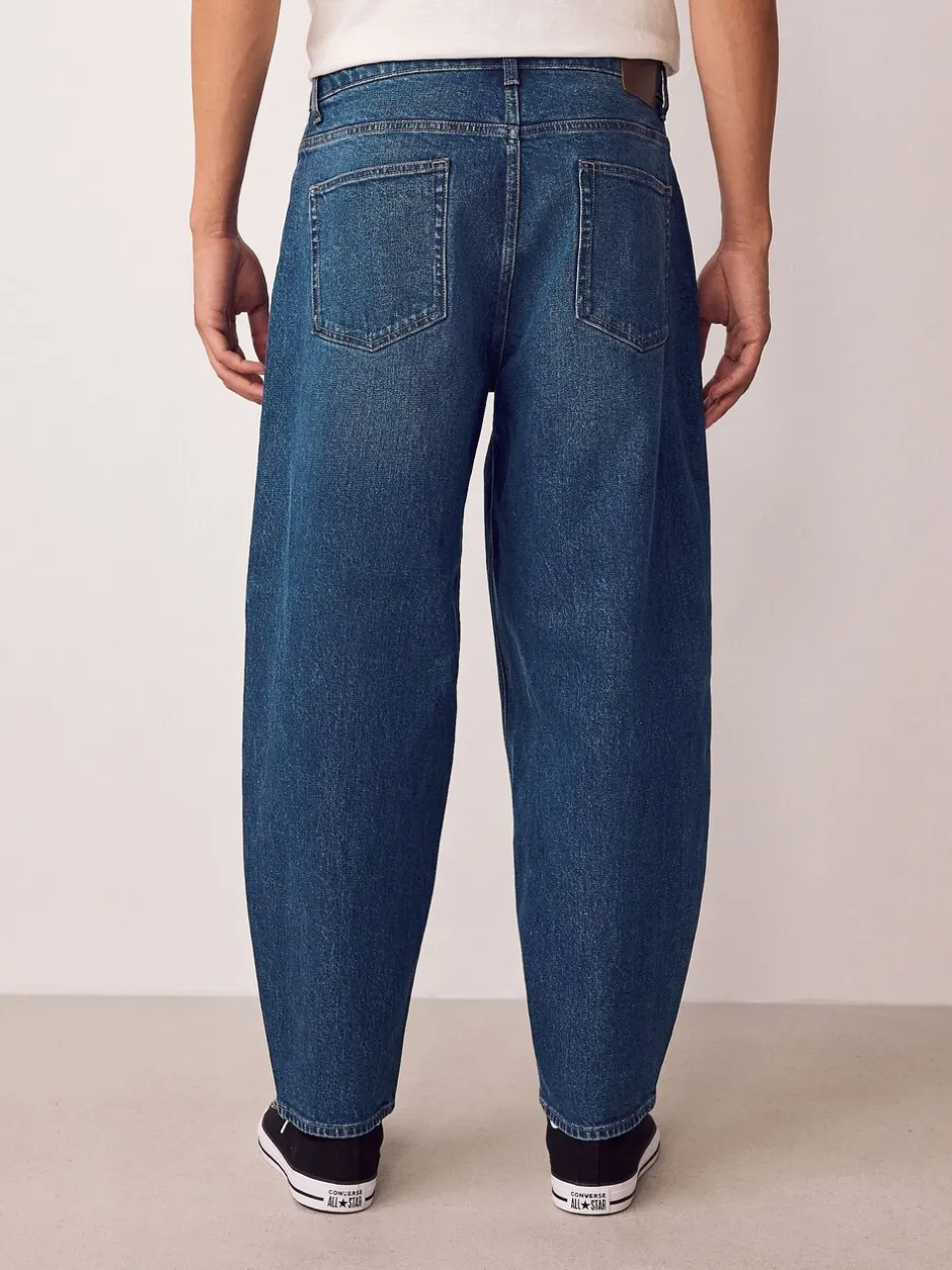 Jeans*Next - Barrel Fit - Vintage wash denim jeans Blauw Klassiek Vintage