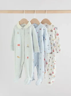 Babypakjes En Babypyjama's|Next - Verpakking van 3 babypyjama's (0-2jr) Blauw London