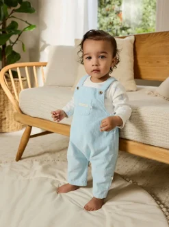 Rompertjes En Tuinbroeken|Sets En Outfits*Next Blauw met beren - Corduroy bretelbroeken en Bodysuit set (0mnd-2jr)