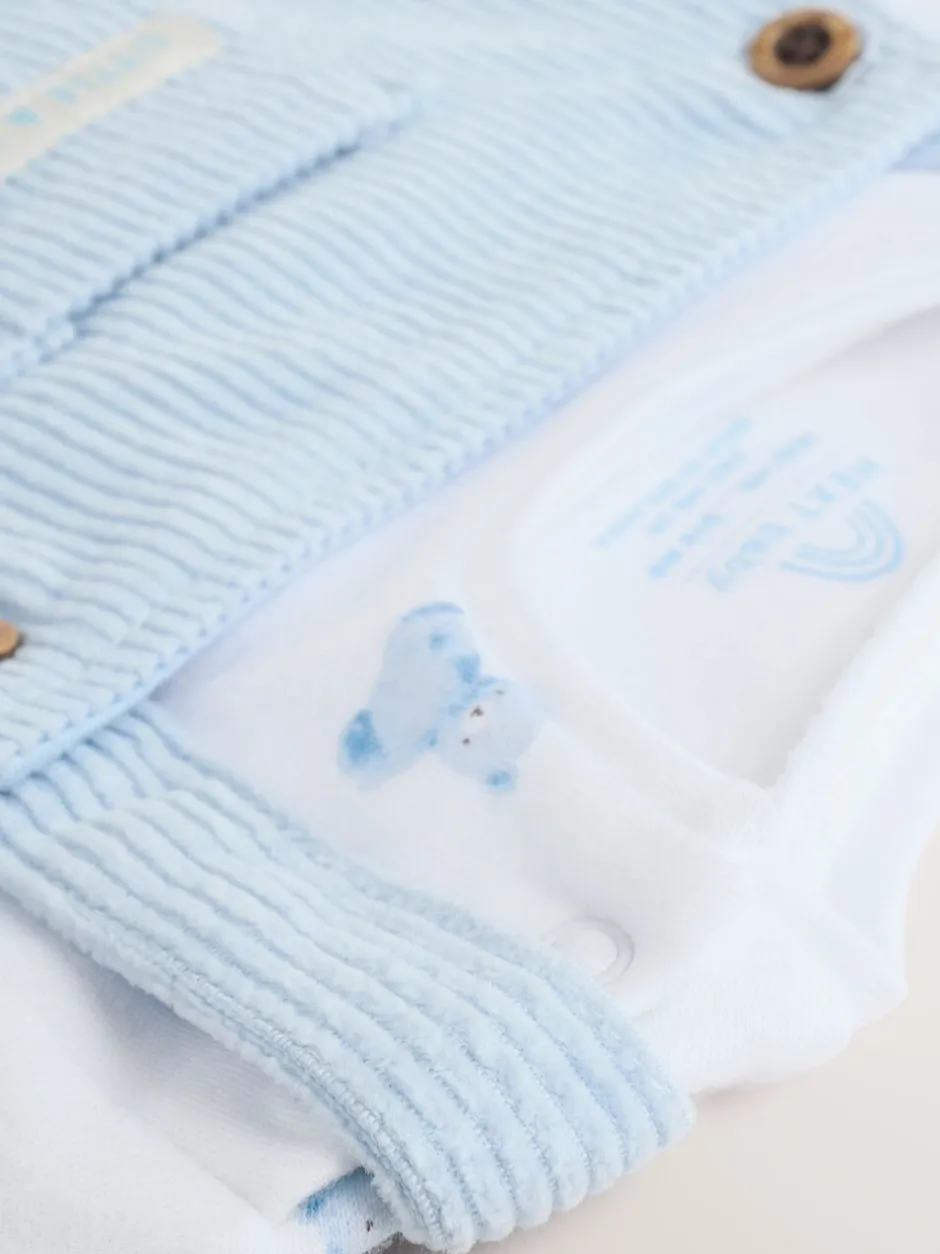 Rompertjes En Tuinbroeken|Sets En Outfits*Next Blauw met beren - Corduroy bretelbroeken en Bodysuit set (0mnd-2jr)