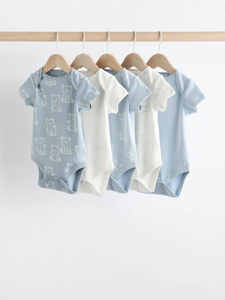 Rompertjes En Hemdjes*Next Blauw met beren - Set van 5 babyrompertjes