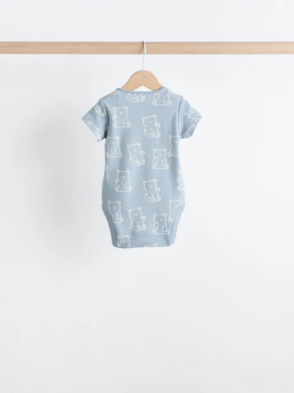 Rompertjes En Hemdjes*Next Blauw met beren - Set van 5 babyrompertjes
