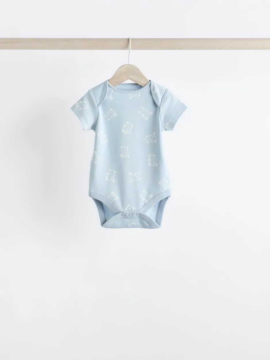 Rompertjes En Hemdjes*Next Blauw met beren - Set van 5 babyrompertjes
