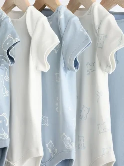 Rompertjes En Hemdjes*Next Blauw met beren - Set van 5 babyrompertjes