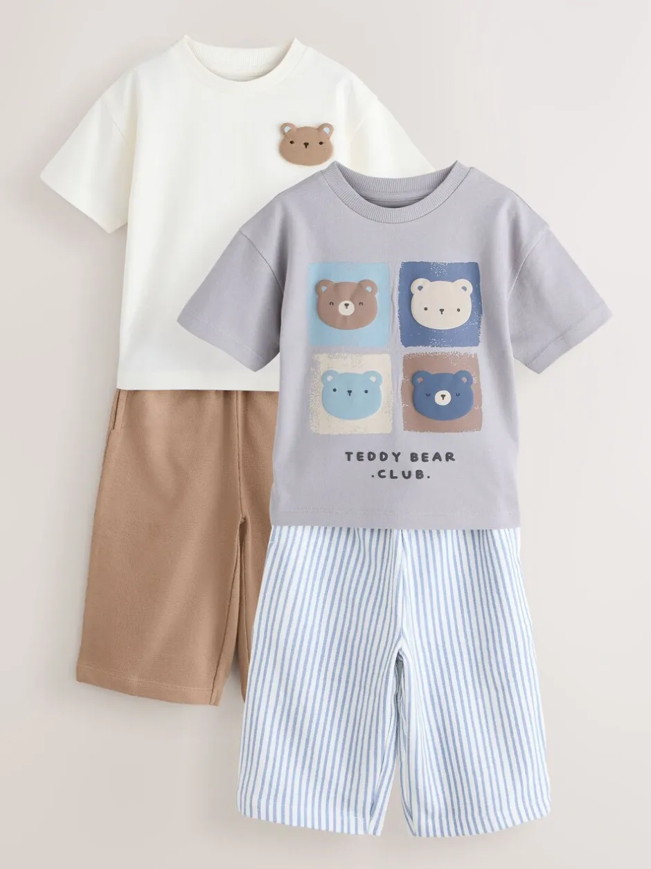 Sets En Outfits|Shorts*Next Blauw met beren - Short Sleeve T-Shirt and Lightweight Joggers 2 Pack Set (3mths-7yrs)