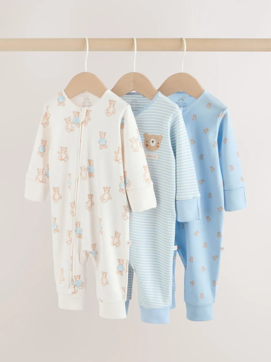 Multipacks|Babypakjes En Babypyjama's*Next - Verpakking van 3 babyslaappakjes met tweewegrits (0 mnd - 3 jr) Blauw met beren