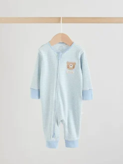 Multipacks|Babypakjes En Babypyjama's*Next - Verpakking van 3 babyslaappakjes met tweewegrits (0 mnd - 3 jr) Blauw met beren