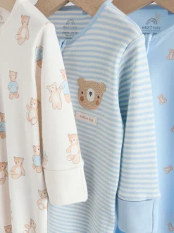 Multipacks|Babypakjes En Babypyjama's*Next - Verpakking van 3 babyslaappakjes met tweewegrits (0 mnd - 3 jr) Blauw met beren