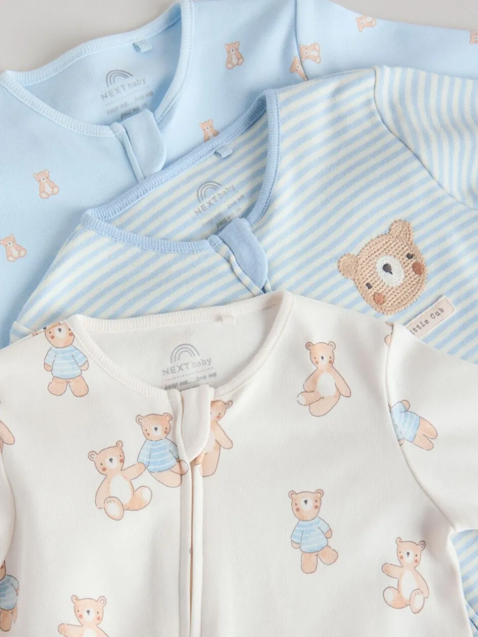 Multipacks|Babypakjes En Babypyjama's*Next - Verpakking van 3 babyslaappakjes met tweewegrits (0 mnd - 3 jr) Blauw met beren