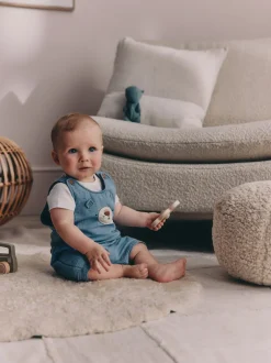 Rompertjes En Tuinbroeken|Next Blauw met beren - Woven Dungarees and Bodysuit Baby Set (0mths-2yrs)