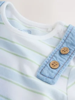 Rompertjes En Tuinbroeken|Next Blauw met beren - Woven Dungarees and Bodysuit Baby Set (0mths-2yrs)