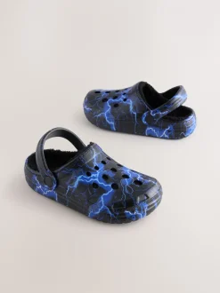 Pantoffels*Next - Warme gevoerde pantoffelklompen Blauw met bliksem