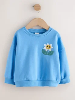 Truien En Breisels|Sweaters En Hoody´S|Next Blauw met bloemen - Sweatshirt met ronde hals (3 mnd-7 jr)